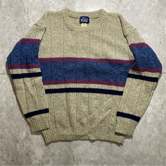 Vintage Woolrich Rare Striped Colorblock Wool Blend Sweater Men's Small Heritage - Picture 2 of 8